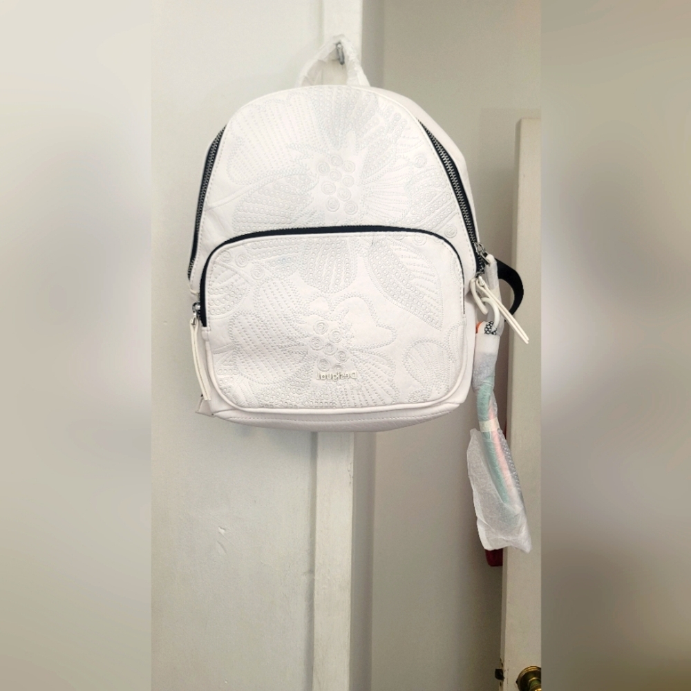 Desigual Women's Accessories PU Backpack Mini, White, One Size